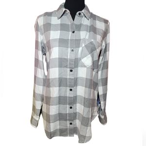Abercrombie & Fitch Gray and White Plaid Button Down Shirt